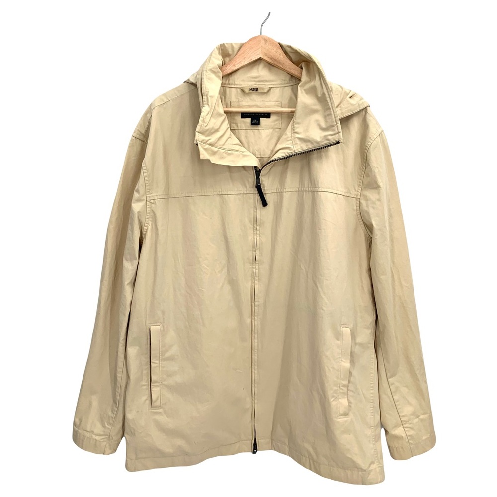 Banana Republic Men’s Jacket Y2K Front Zip Medium Weight w/ Zip Up Hood Large